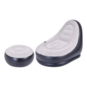 SIEGE GONFLABLE FLOCKED LOUNGER WITH STOOL